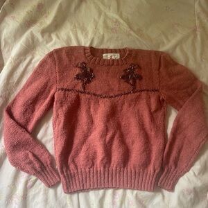 Girls Handknit Sweater with Ballerina Embellishments